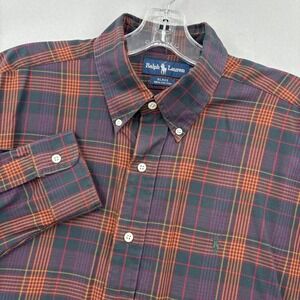 Vintage Ralph Lauren Shirt Mens Large Plaid Button Down Long Sleeve Blake 90s